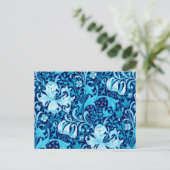 William Morris Iris en Lily, Indigo Blue & White Briefkaart (Staand voorkant)