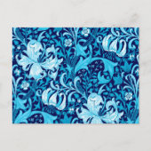 William Morris Iris en Lily, Indigo Blue & White Briefkaart (Voorkant)