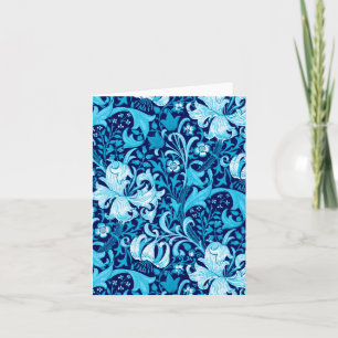 William Morris Iris en Lily, Indigo Blue & White Kaart