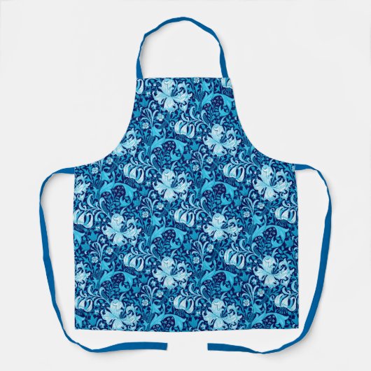 William Morris Iris en Lily, Indigo Blue & White Schort (Voorkant)