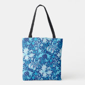 William Morris Iris en Lily, Indigo Blue & White Tote Bag (Achterkant)