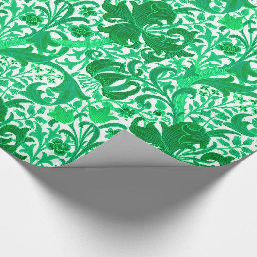 William Morris Iris en Lily, Jade Green Cadeaupapier (Hoek)
