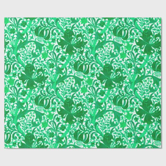 William Morris Iris en Lily, Jade Green Cadeaupapier (Vlak)