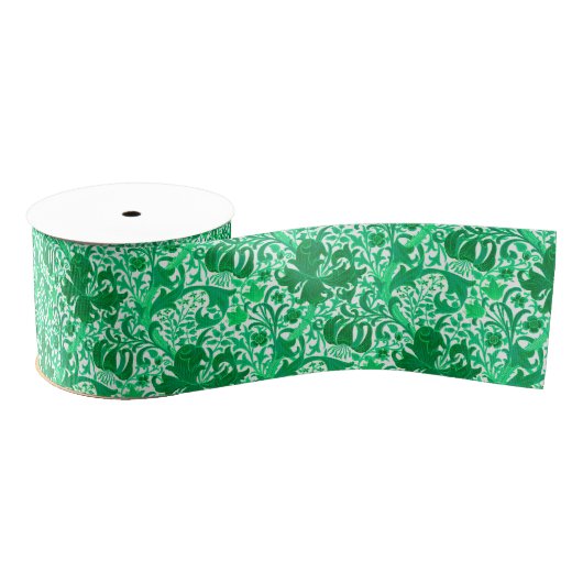 William Morris Iris en Lily, Jade Green Grosgrain Lint (Spoel)