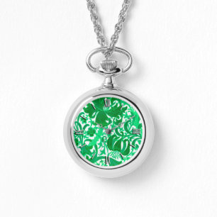 William Morris Iris en Lily, Jade Green Horloge