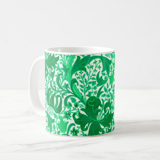 William Morris Iris en Lily, Jade Green Koffiemok (Voorkant links)