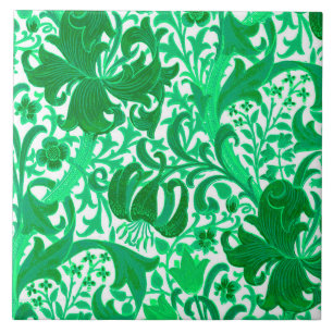 William Morris Iris en Lily, Jade Green Tegeltje