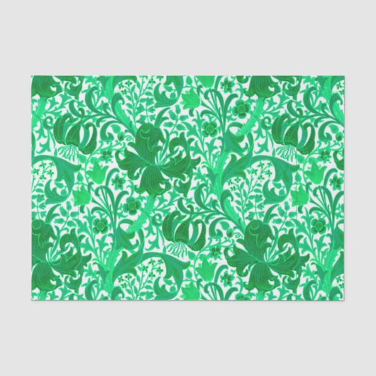 William Morris Iris en Lily, Jade Green Tissuepapier (Voorkant)