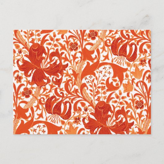 William Morris Iris en Lily, Mandarin Oranje Briefkaart (Voorkant)