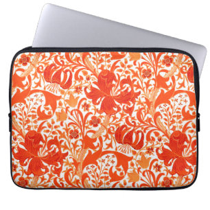 William Morris Iris en Lily, Mandarin Oranje Laptop Sleeve