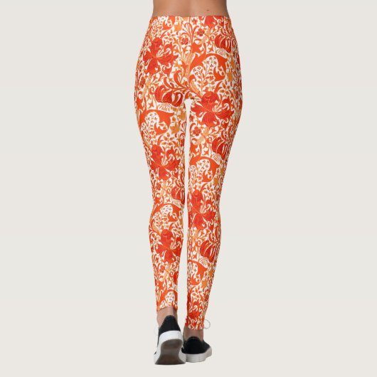 William Morris Iris en Lily, Mandarin Oranje Leggings (Achterkant)