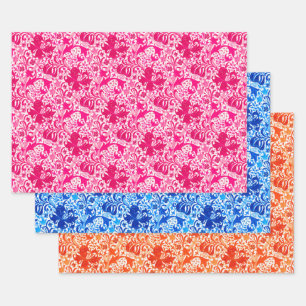 William Morris Iris en Lily, Pink, Blue, Oranje Inpakpapier Vel