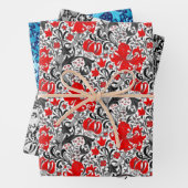 William Morris Iris en Lily, Red, Back & Indigo Inpakpapier Vel (In situ)