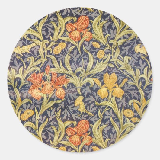 William Morris Iris Ronde Sticker (Voorkant)