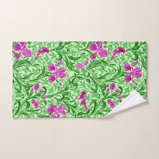 William Morris Irise, Green, Magenta en Orchid Bad Handdoek (Handdoek)