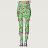 William Morris Irise, Green, Magenta en Orchid Leggings (Voorkant)
