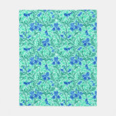 William Morris Irises, Cobalt Blue, Aqua en Blauwg Fleece Deken (Voorkant)