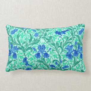 William Morris Irises, Cobalt Blue, Aqua en Blauwg Kussen