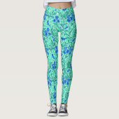 William Morris Irises, Cobalt Blue, Aqua en Blauwg Leggings (Voorkant)