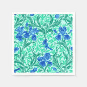 William Morris Irises, Cobalt Blue, Aqua en Blauwg Servet (Voorkant)