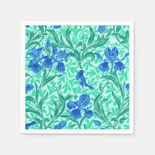 William Morris Irises, Cobalt Blue, Aqua en Blauwg Servet
