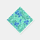 William Morris Irises, Cobalt Blue, Aqua en Blauwg Servet (Hoek)