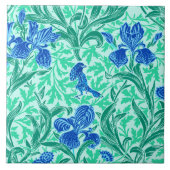 William Morris Irises, Cobalt Blue, Aqua en Blauwg Tegeltje (Voorkant)