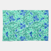 William Morris Irises, Cobalt Blue, Aqua en Blauwg Theedoek (Horizontaal)