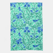 William Morris Irises, Cobalt Blue, Aqua en Blauwg Theedoek (Verticaal)