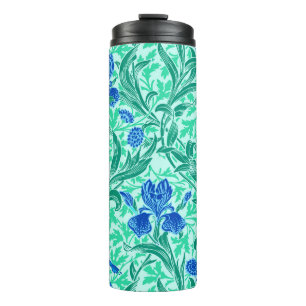 William Morris Irises, Cobalt Blue, Aqua en Blauwg Thermosbeker