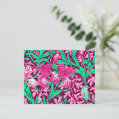 William Morris Irises, Fuchsia Pink en Wine Briefkaart (Staand voorkant)