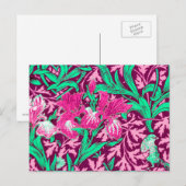 William Morris Irises, Fuchsia Pink en Wine Briefkaart (Voorkant / Achterkant)