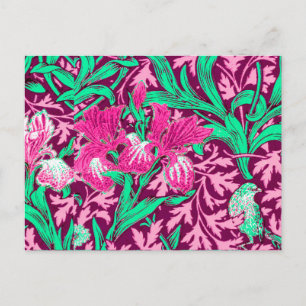 William Morris Irises, Fuchsia Pink en Wine Briefkaart