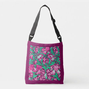 William Morris Irises, Fuchsia Pink en Wine Crossbody Tas