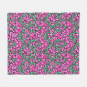 William Morris Irises, Fuchsia Pink en Wine Fleece Deken (Voorkant (Horizontaal))