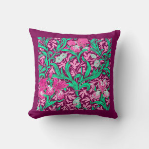 William Morris Irises, Fuchsia Pink en Wine Kussen