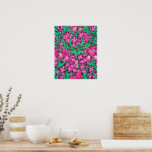 William Morris Irises, Fuchsia Pink en Wine Poster (Keuken)