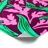 William Morris Irises, Fuchsia Pink en Wine Poster (Hoek)
