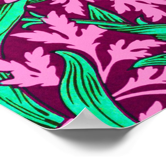 William Morris Irises, Fuchsia Pink en Wine Poster (Hoek)