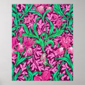 William Morris Irises, Fuchsia Pink en Wine Poster (Voorkant)