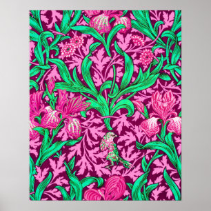 William Morris Irises, Fuchsia Pink en Wine Poster