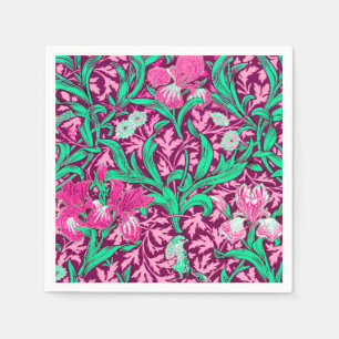 William Morris Irises, Fuchsia Pink en Wine Servet