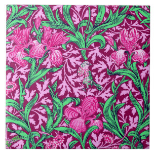 William Morris Irises, Fuchsia Pink en Wine Tegeltje