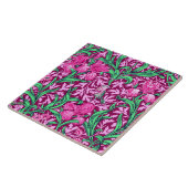 William Morris Irises, Fuchsia Pink en Wine Tegeltje (Zijkant)