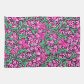 William Morris Irises, Fuchsia Pink en Wine Theedoek (Horizontaal)