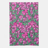 William Morris Irises, Fuchsia Pink en Wine Theedoek (Verticaal)