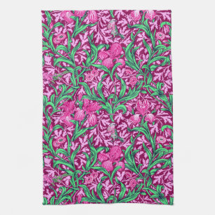 William Morris Irises, Fuchsia Pink en Wine Theedoek