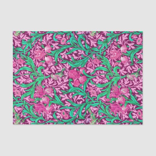 William Morris Irises, Fuchsia Pink en Wine Tissuepapier (Voorkant)