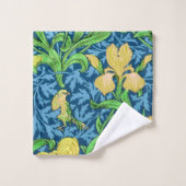 William Morris Irises, Geel en Kobalt Blue Bad Handdoek (Wasdoekje)