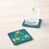 William Morris Irises, Geel en Kobalt Blue Bier Onderzetter (Rechterzijde)